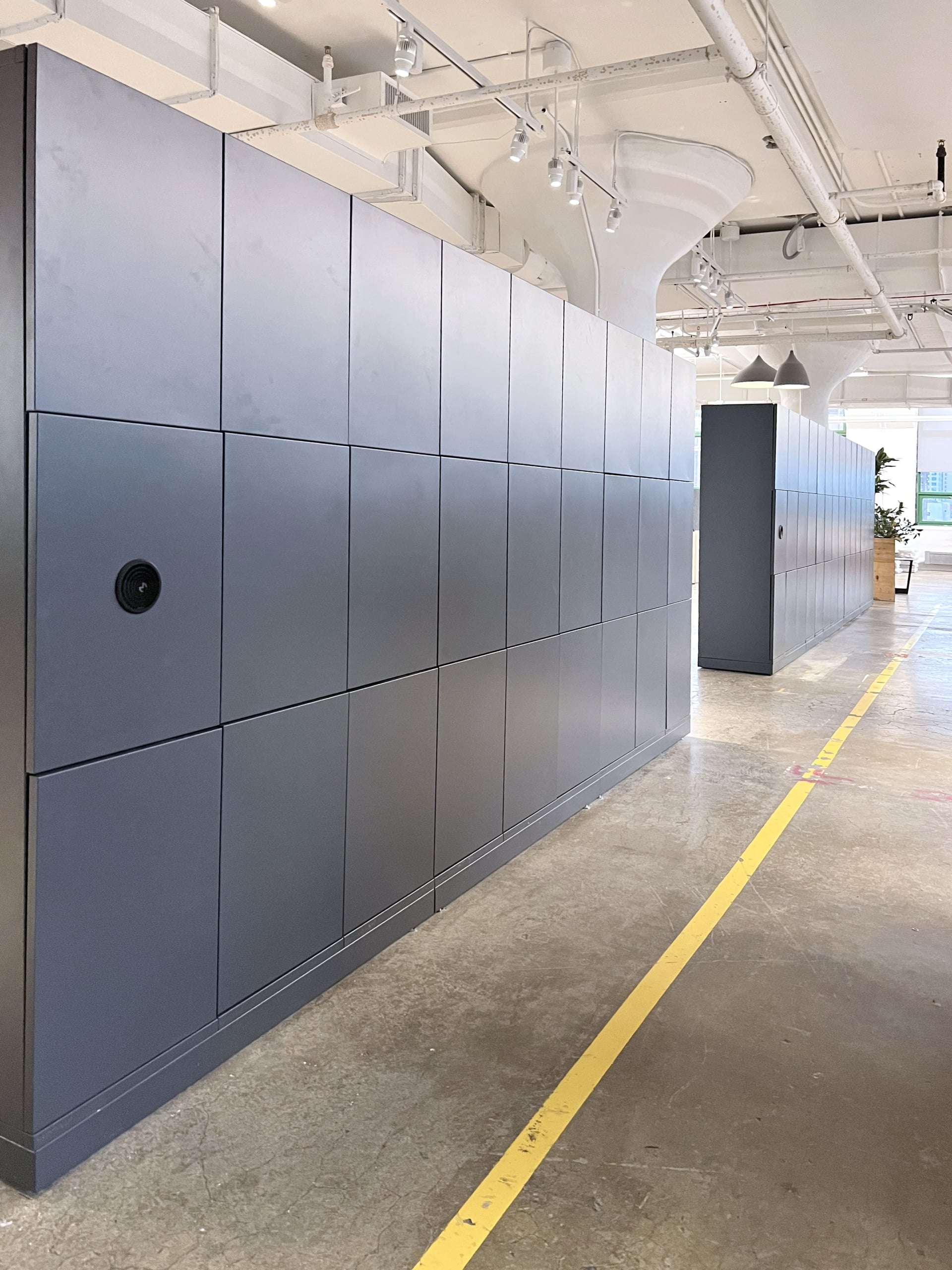 Hybrid office smart locker installation - editorial photo